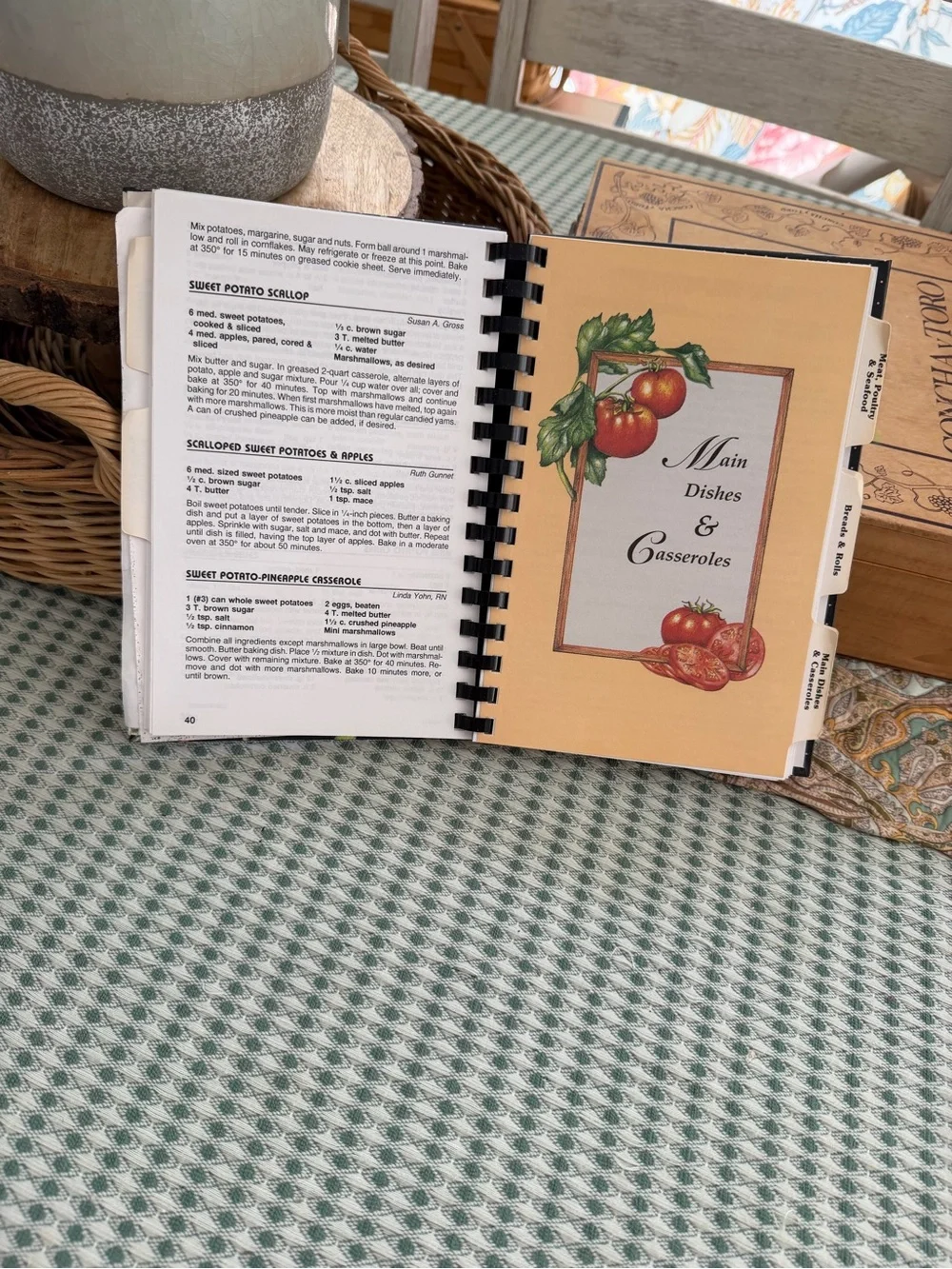 Vintage 90s Rehabulous Recipes Spiral-Bound Cookbook Fruit & Floral Cover